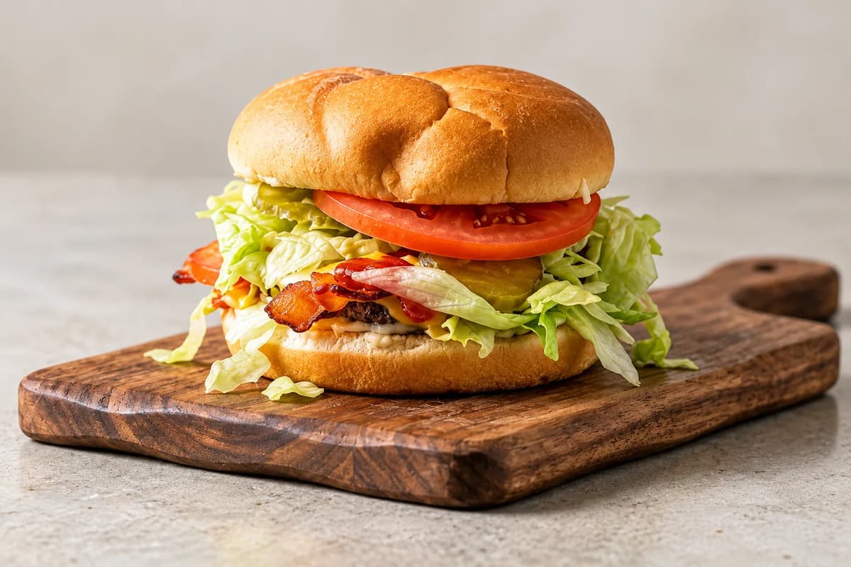 Burger with lettuce and tomato
