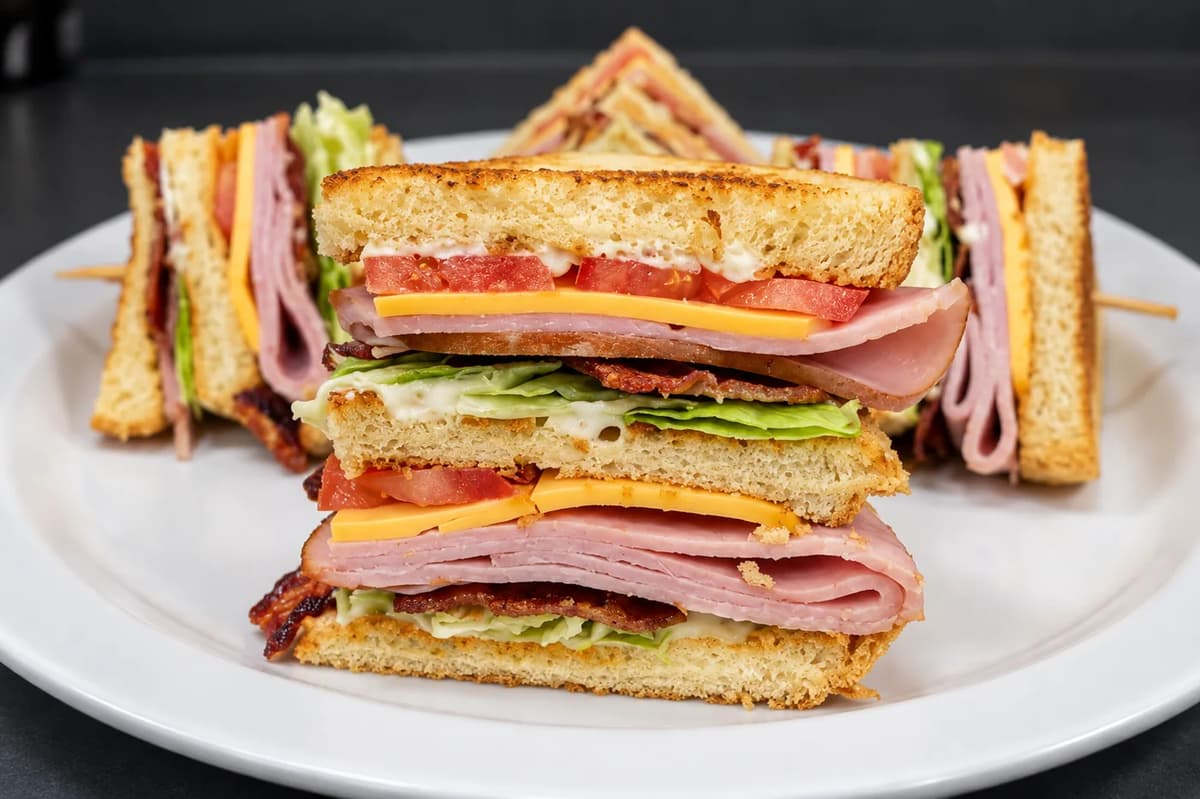 Ham and Turkey Club Sandwich