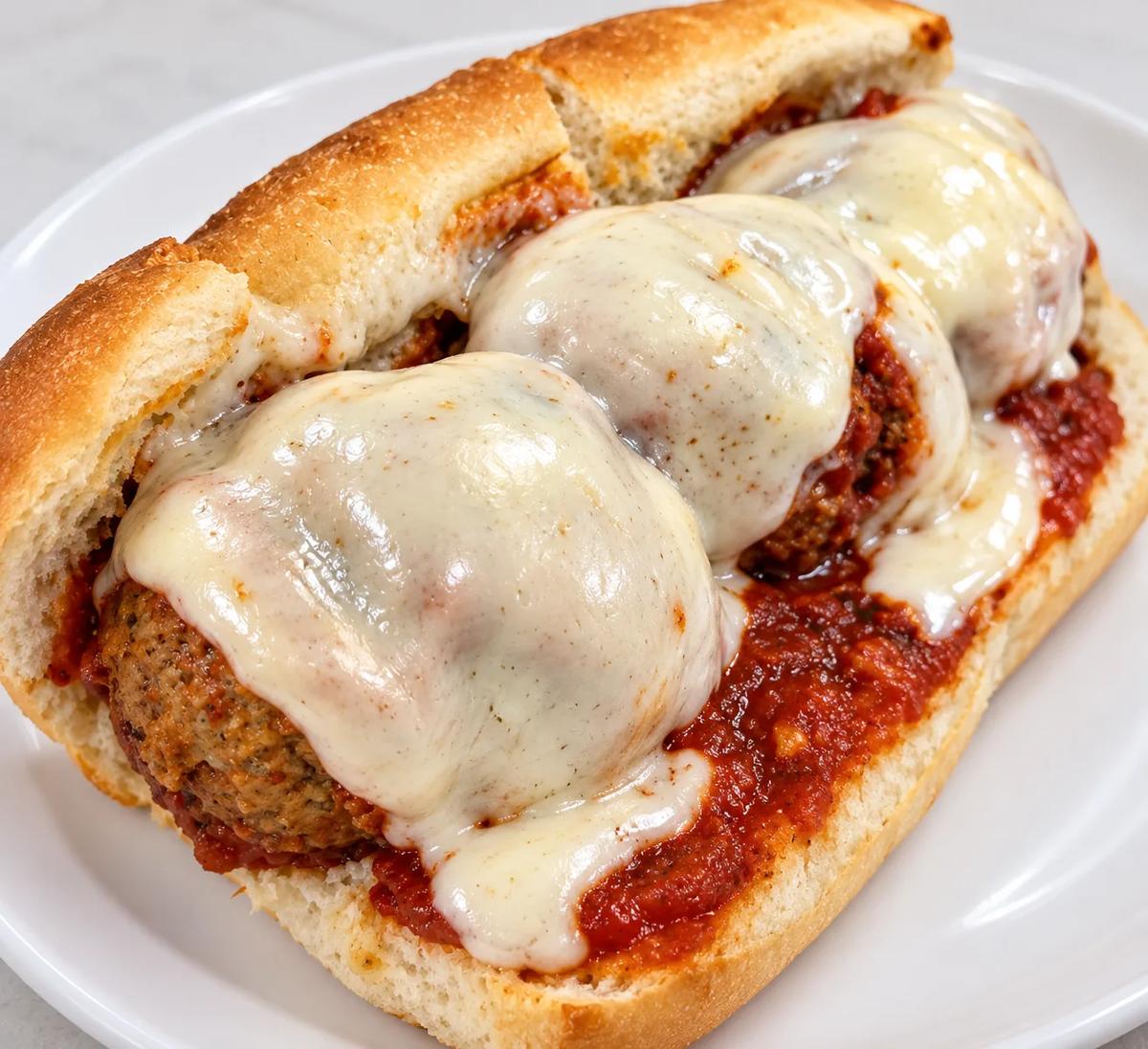 Meatball sub with melted cheese